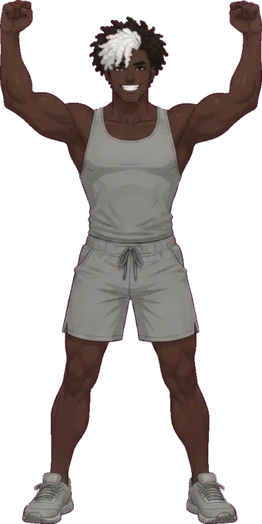 Another FastMacros coach look cheering with both arms raised.